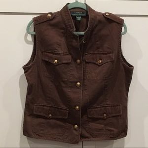 Lauren Ralph Lauren Brown Denim Vest Jacket